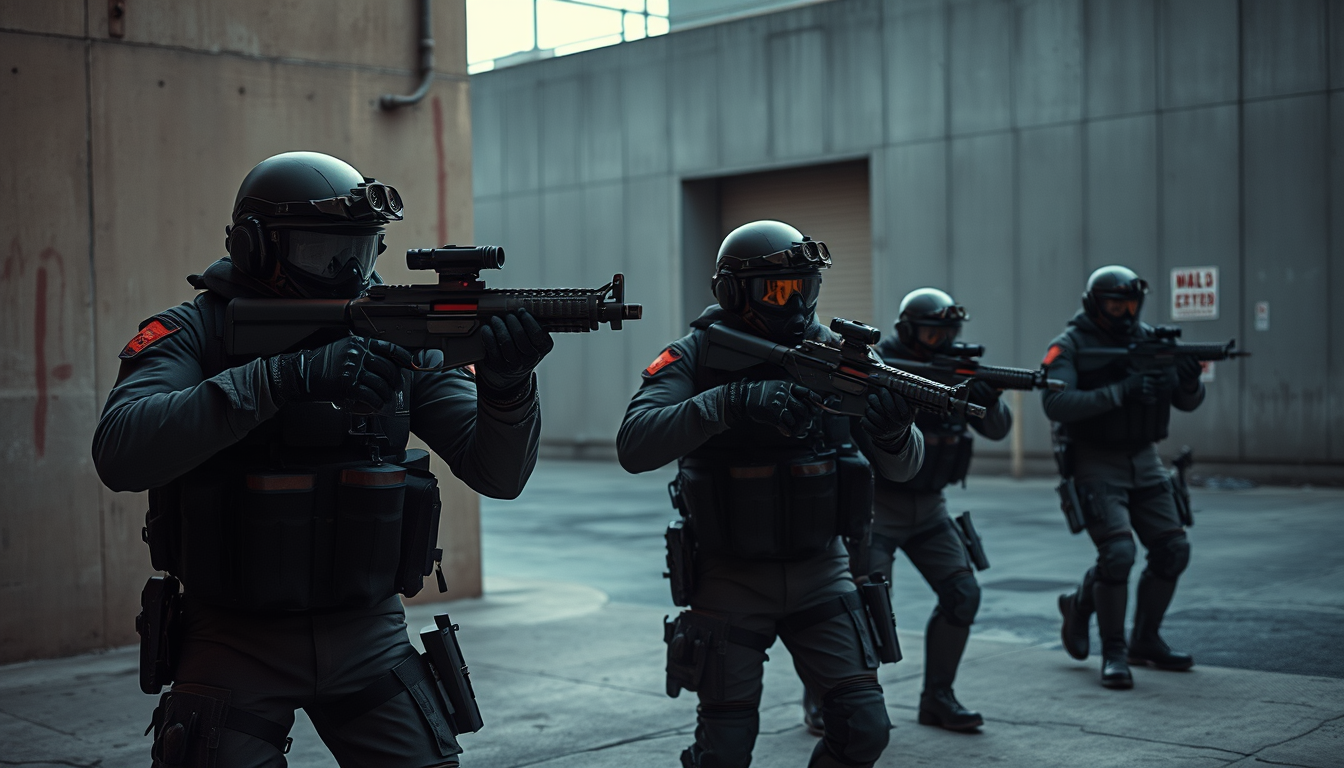 Tactical team in training